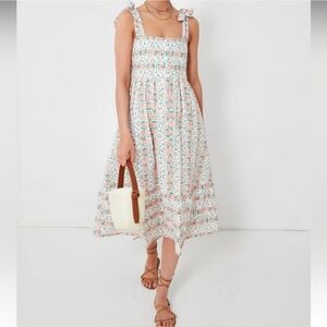 Tuckernuck Floral Midi Dress - Pink and Green